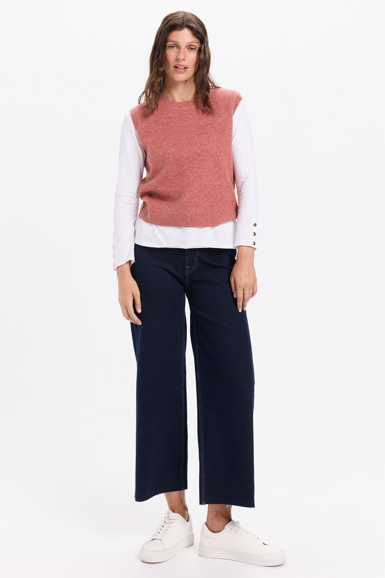 Milano Chaleco de tejido con cuello redondo ajustado Naranja