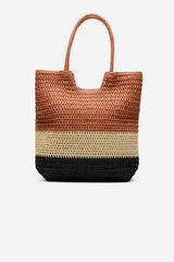 Fifty Outlet Bolso rafia rayas Gris