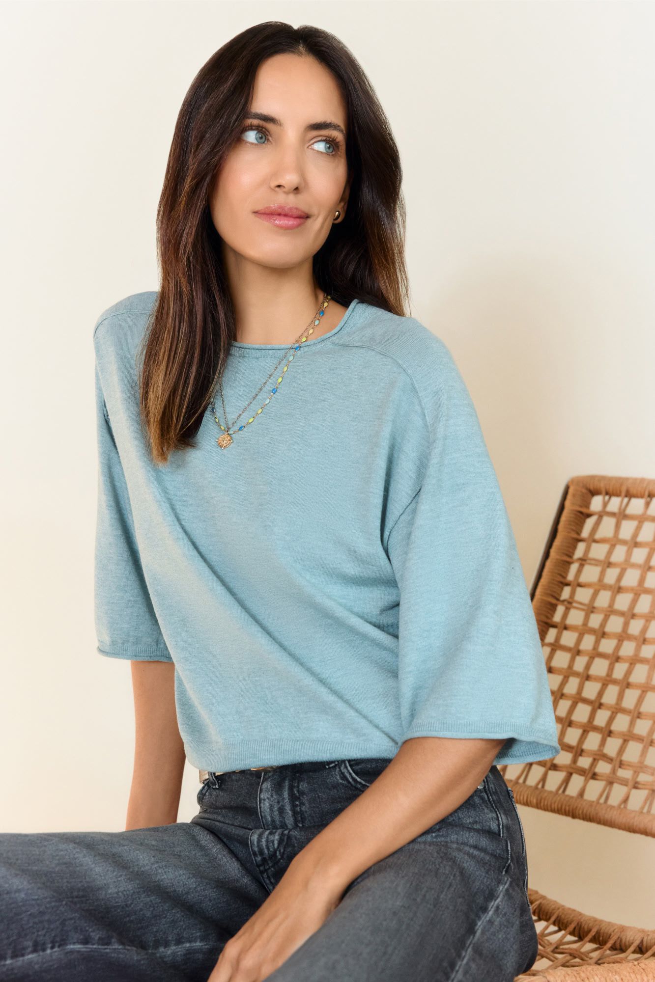 Milano Su&eacute;ter cuello redondo manga corta