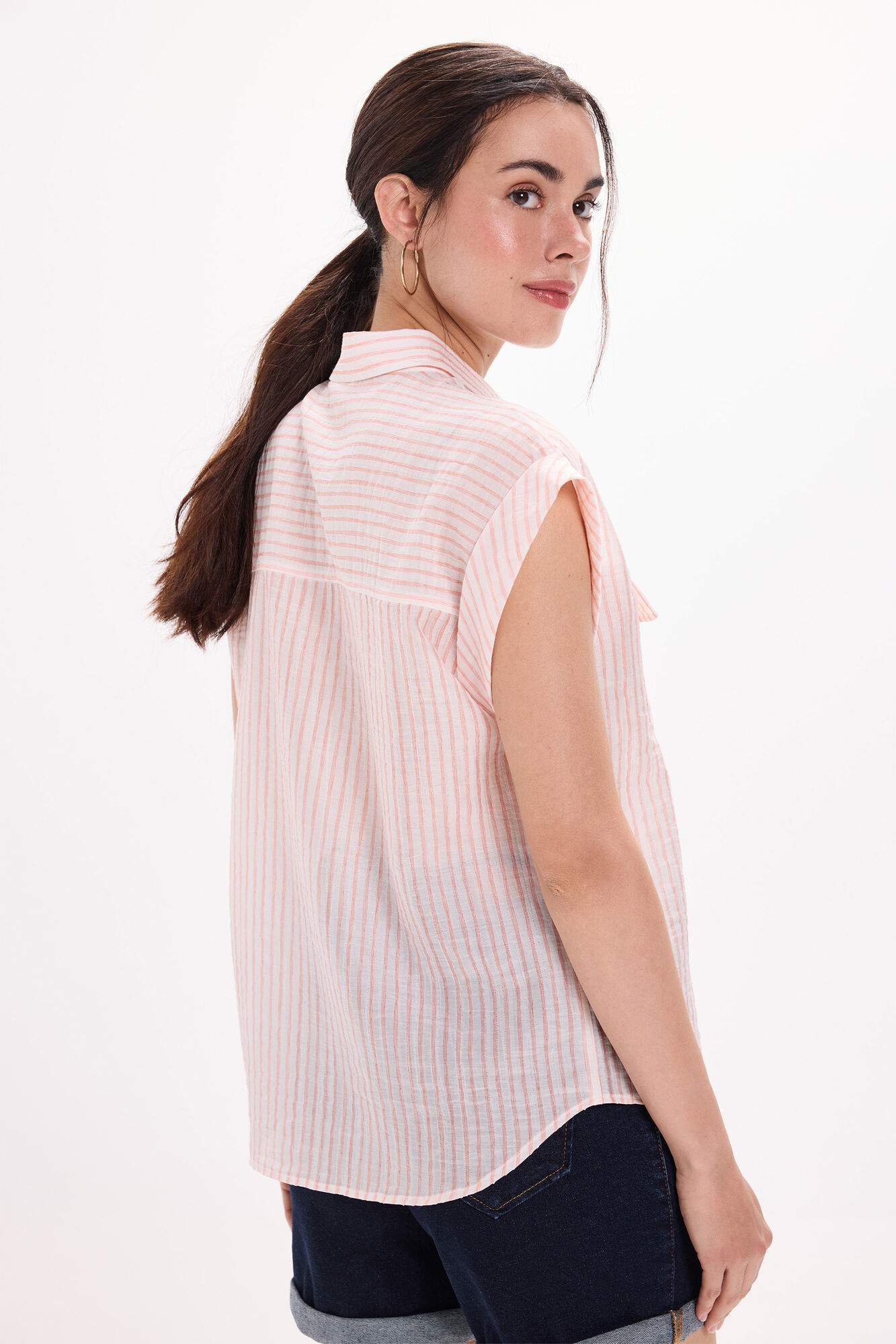 Milano Camisa fluida con bolsillos natural