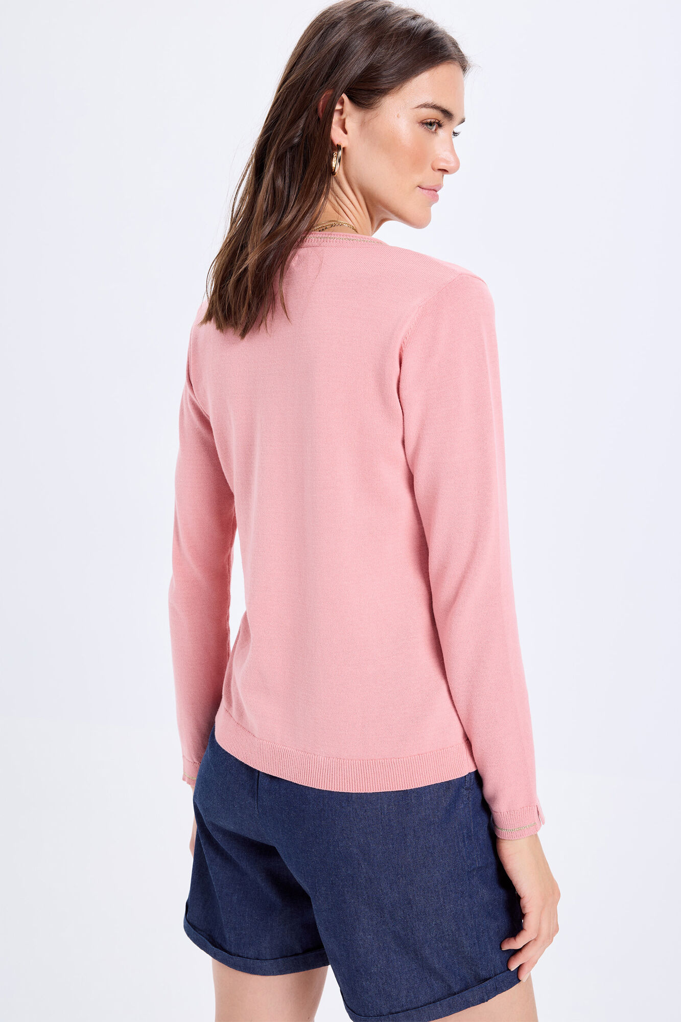 Milano Jersey de algod&oacute;n con detalle de lurex Rosa