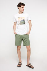 Fifty Outlet Bermudas aspecto lino. Kaki Oscuro