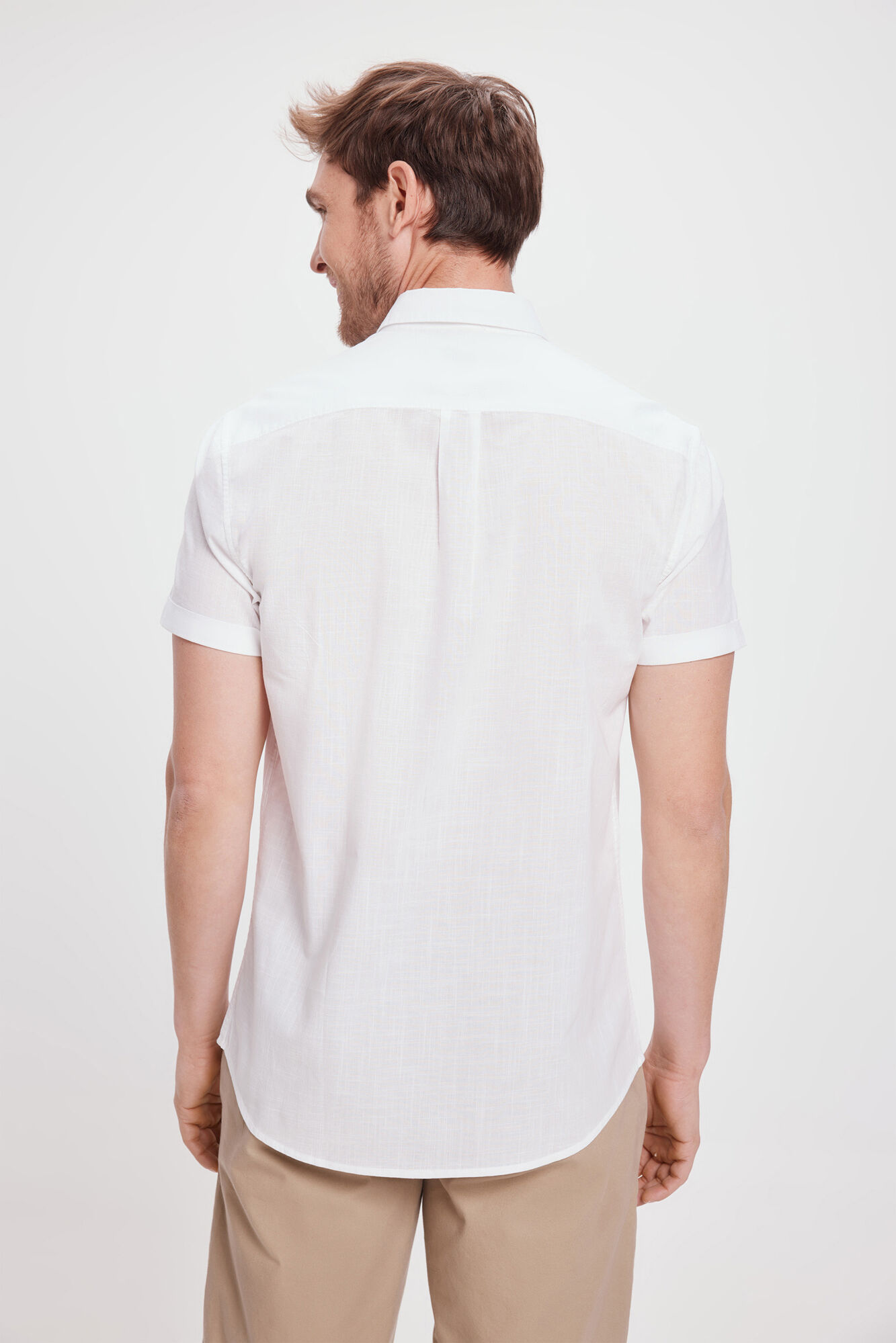 Milano Camisa Slub Lisa Bolsillos Blanco