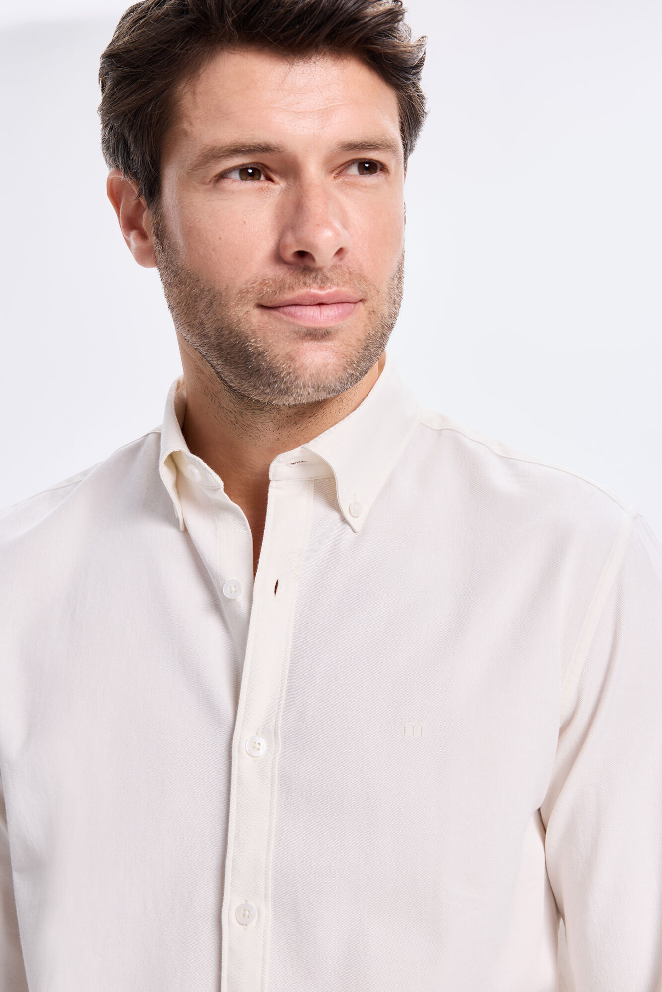 Milano Camisa de sarga liso Blanco