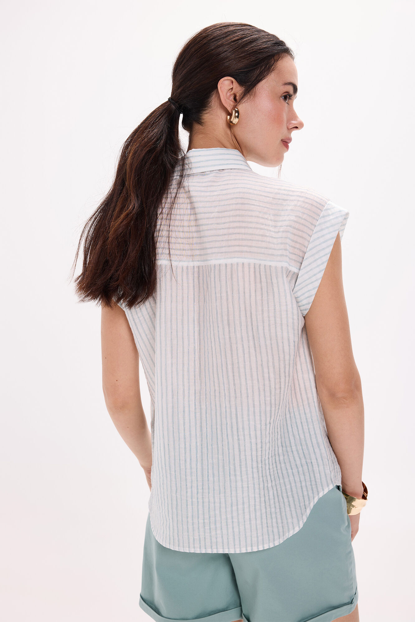 Milano Camisa fluida con bolsillos Azul