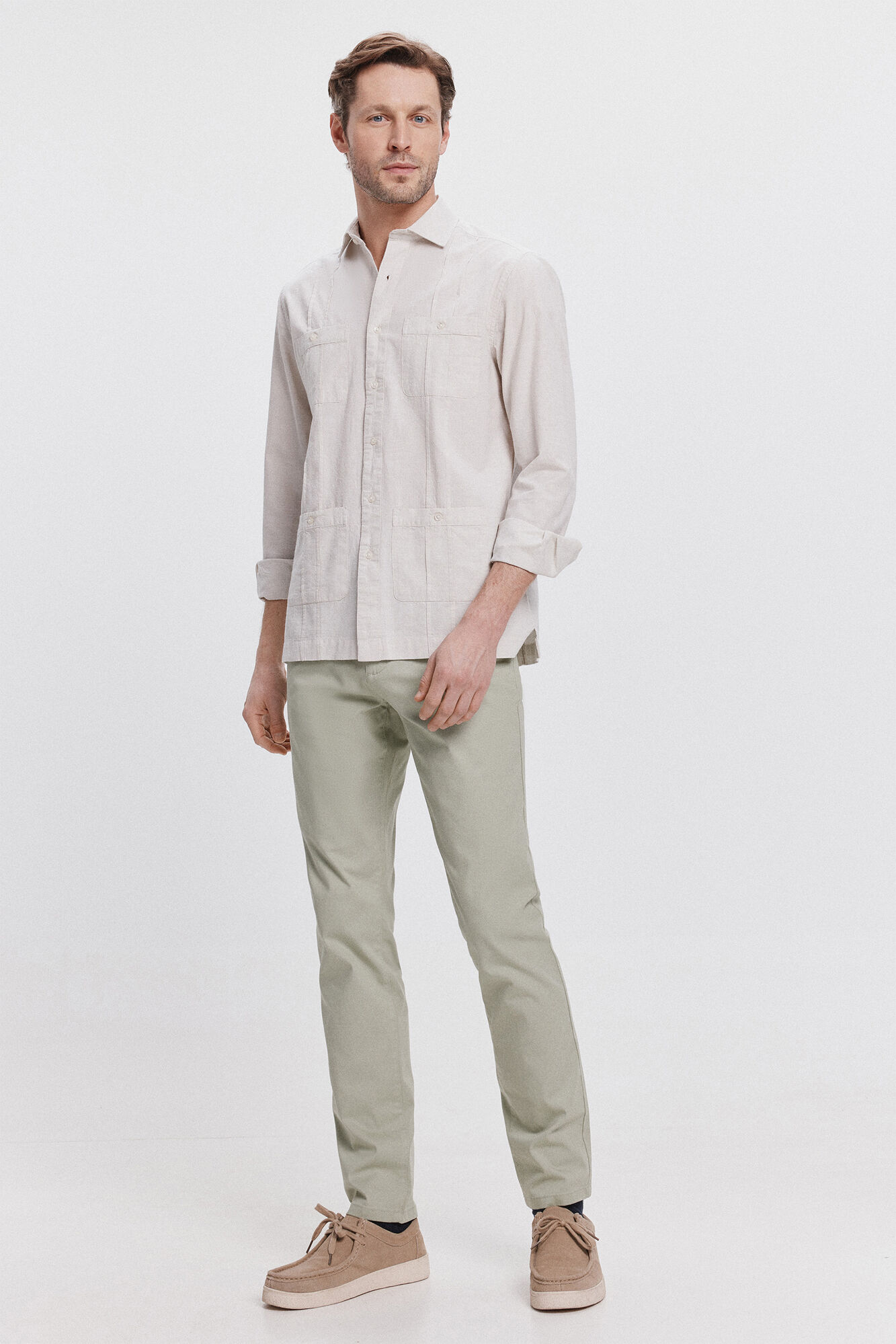 Milano Guayabera Bolsillos Ligera Beige