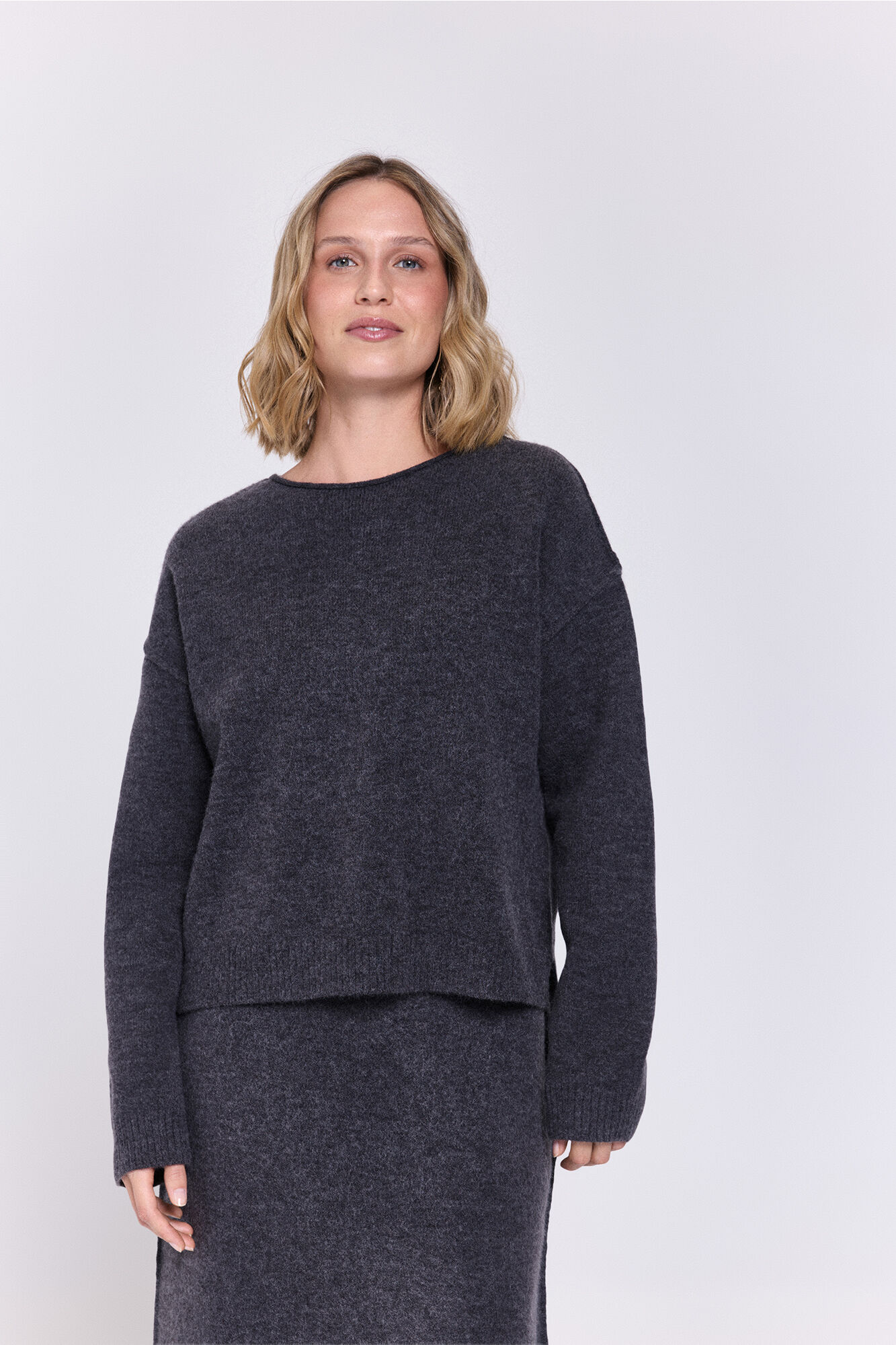 Milano Jersey estructurado de corte extragrande Gris Oscuro