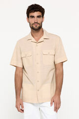 Milano Camisa solapa bolsillos Beige