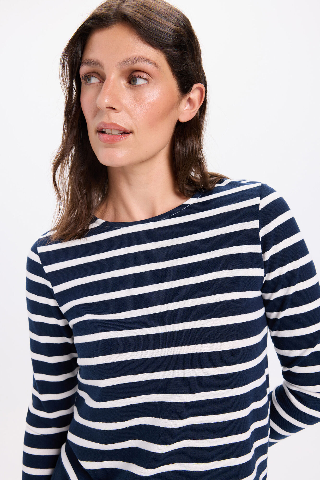 Milano playera de manga larga de algod&oacute;n grueso a rayas