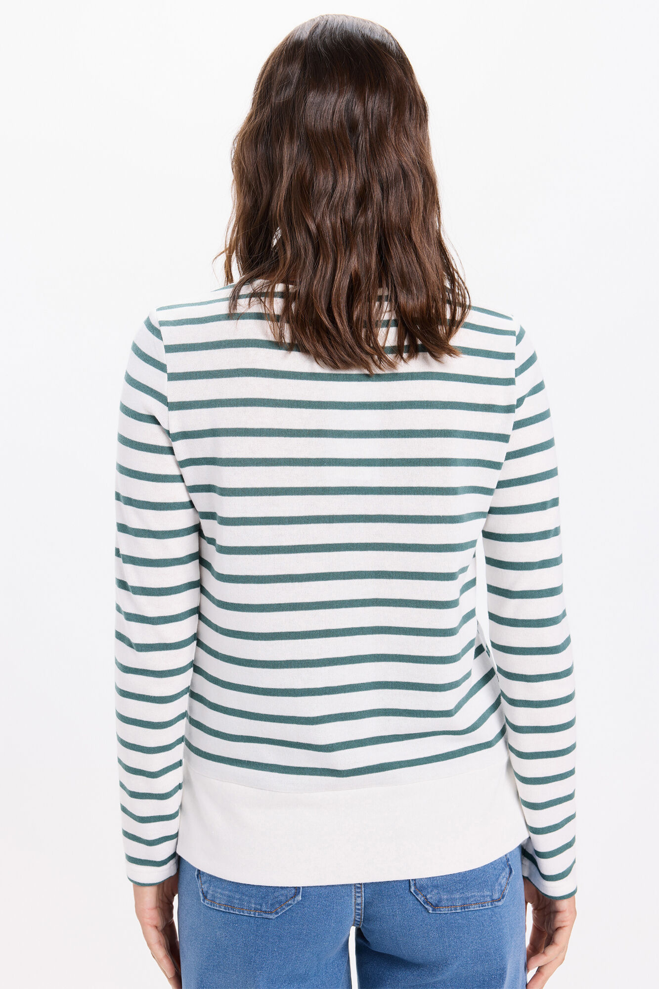 Milano playera de manga larga de algod&oacute;n grueso a rayas Verde