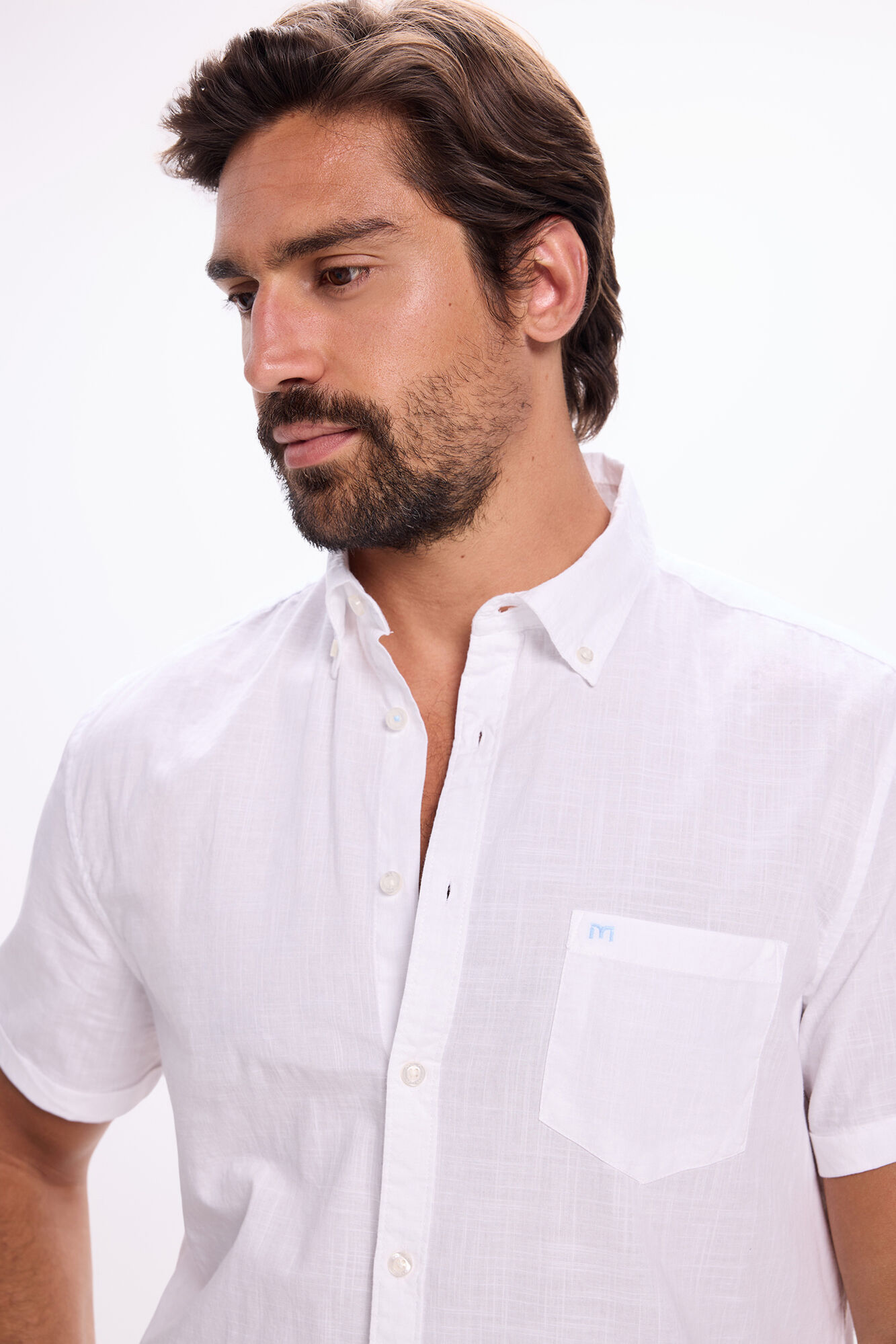 Milano Camisa Slub Lisa Blanco