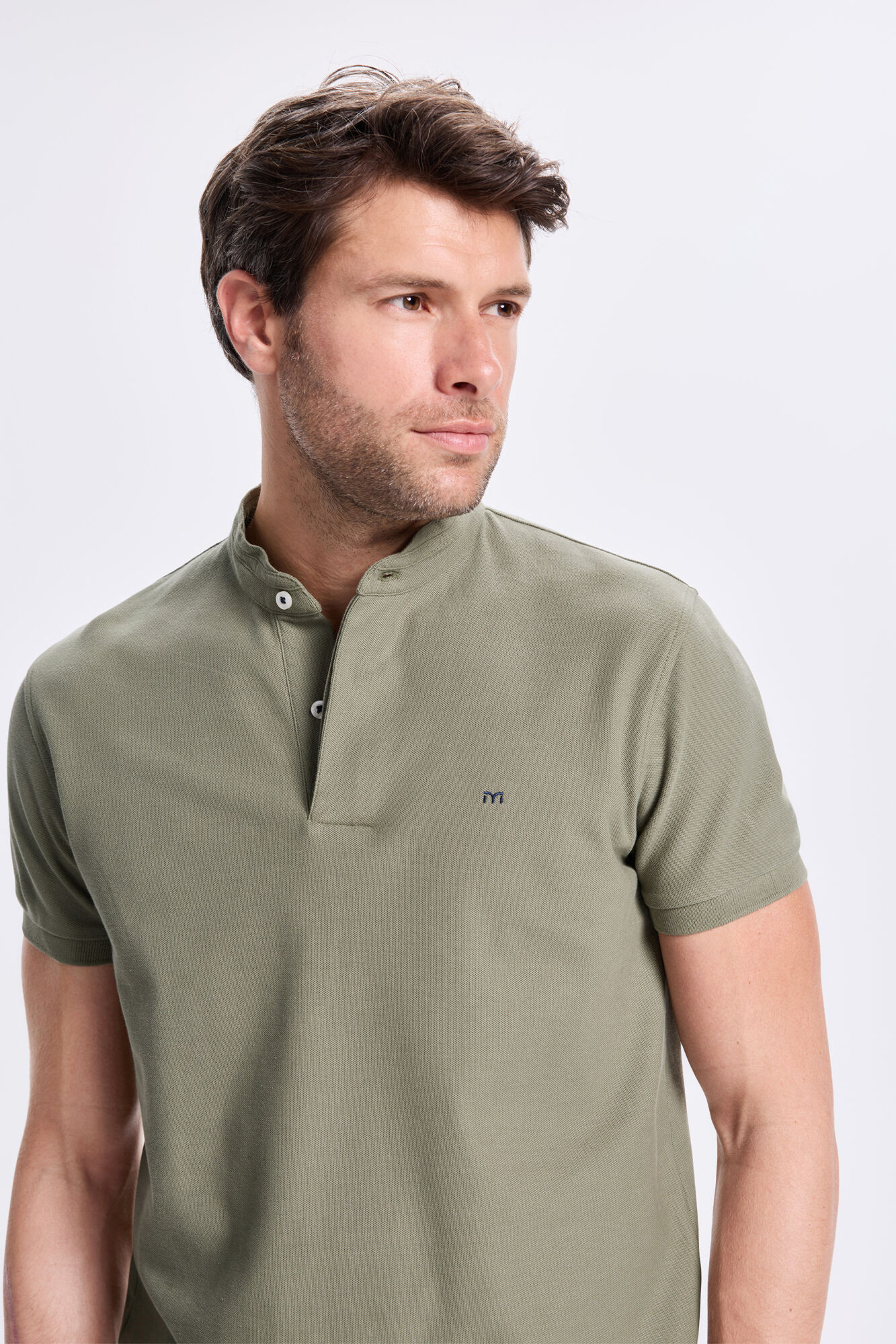 Milano Polo Mao Oxford Kaki Oscuro