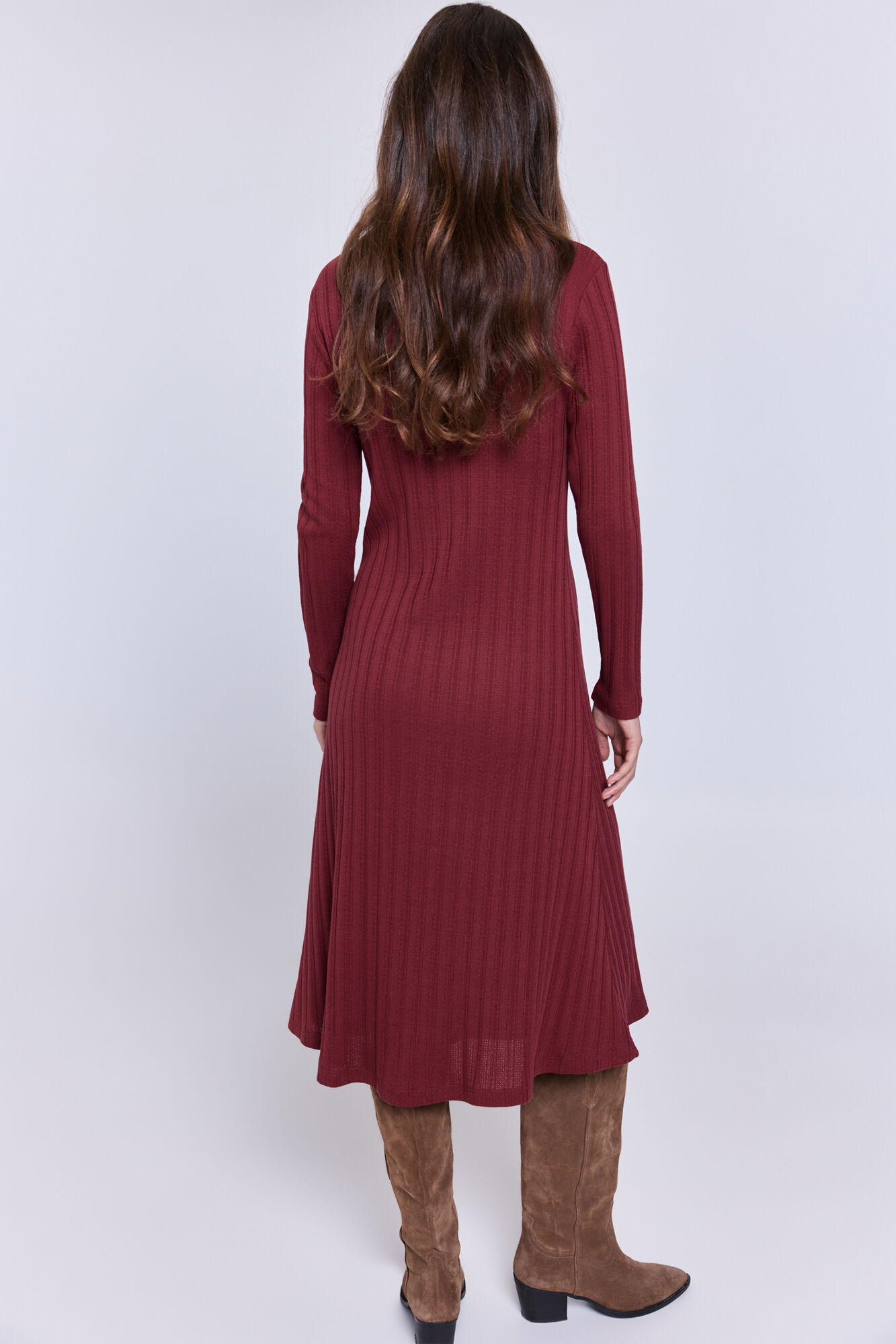 Milano Vestido midi manga larga Vino