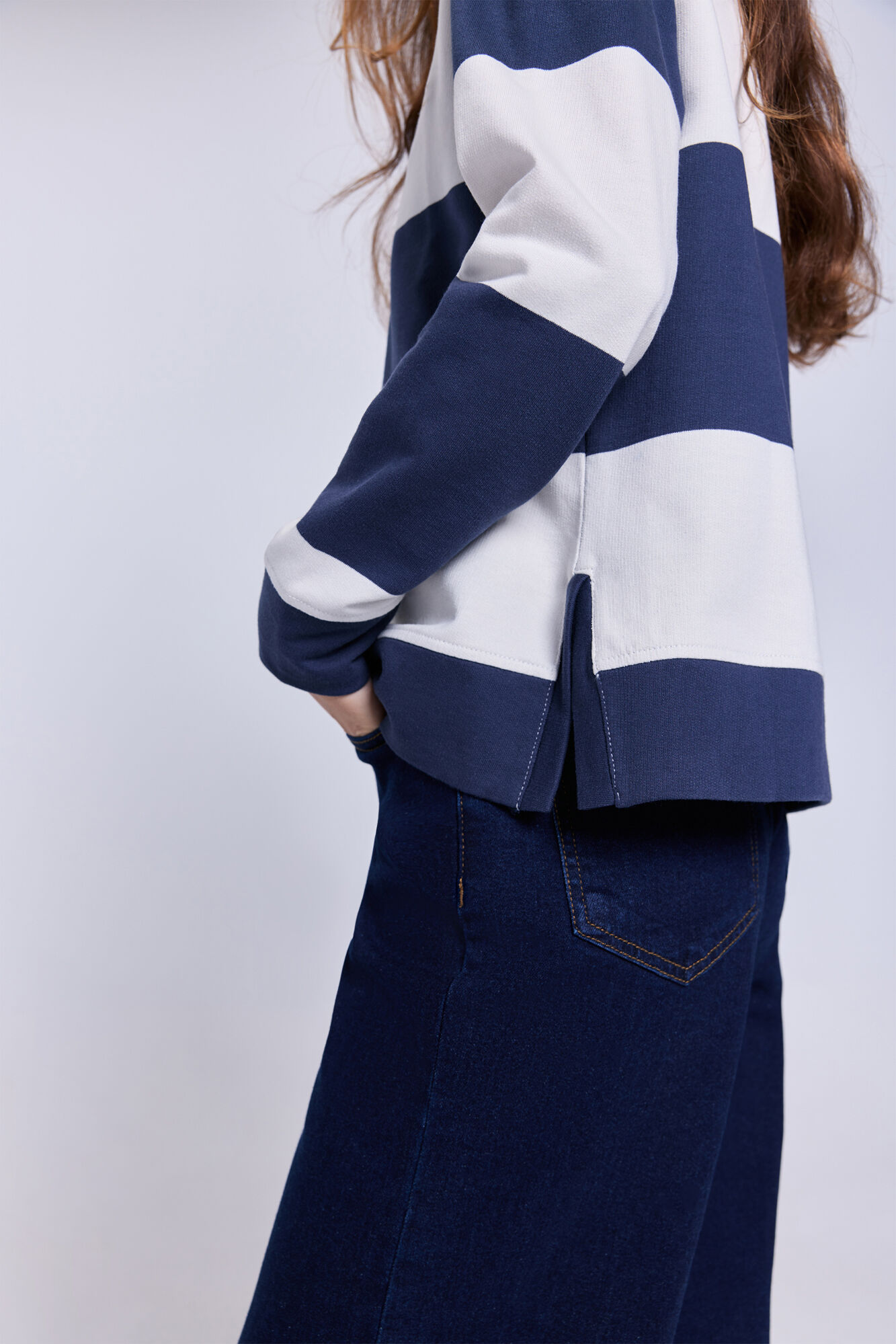 Milano Sudadera de rayas con bordado lurex Navy