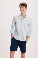 Milano Camisa Slub Lisa Azul turquesa