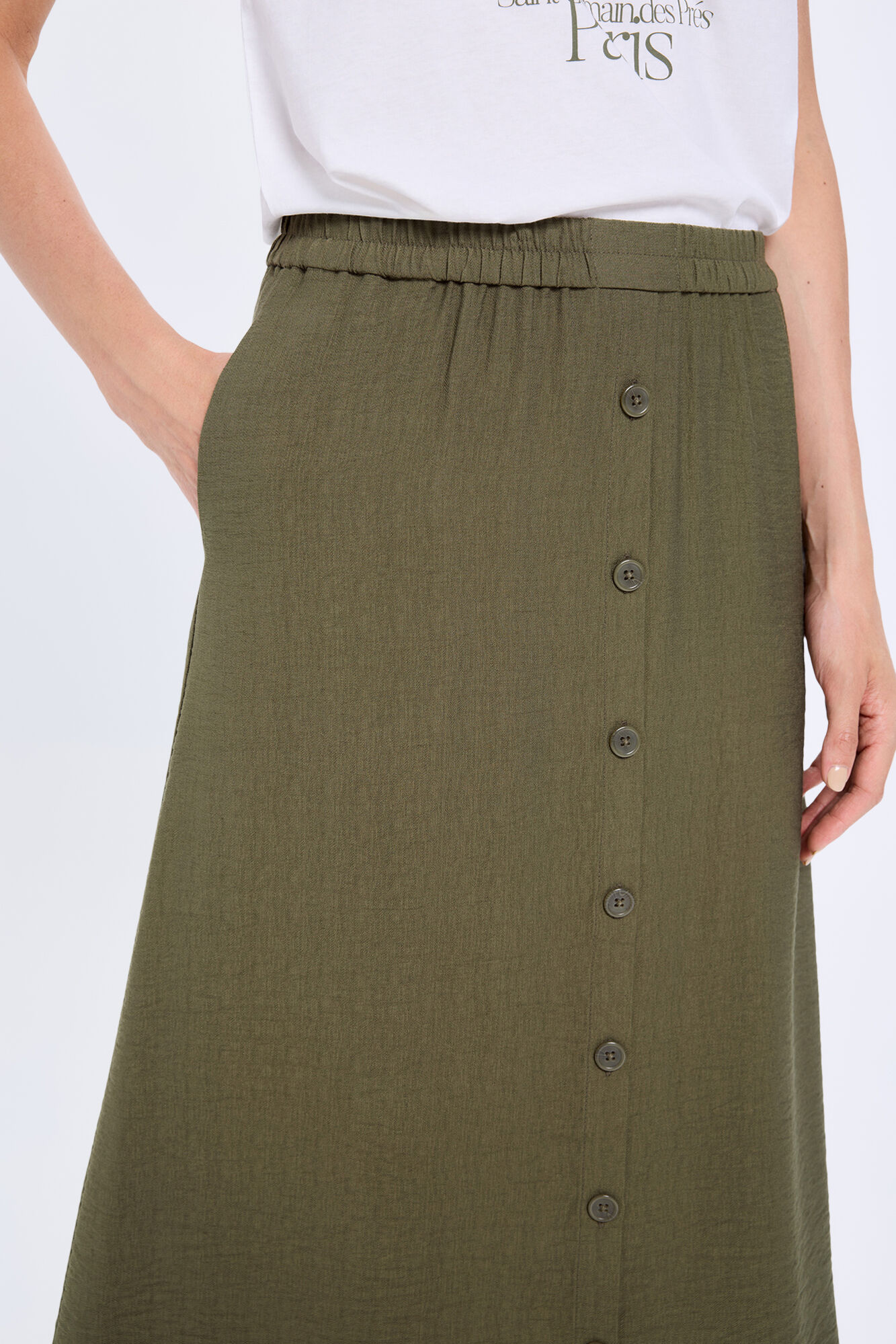 Milano Midi falda Kaki Oscuro