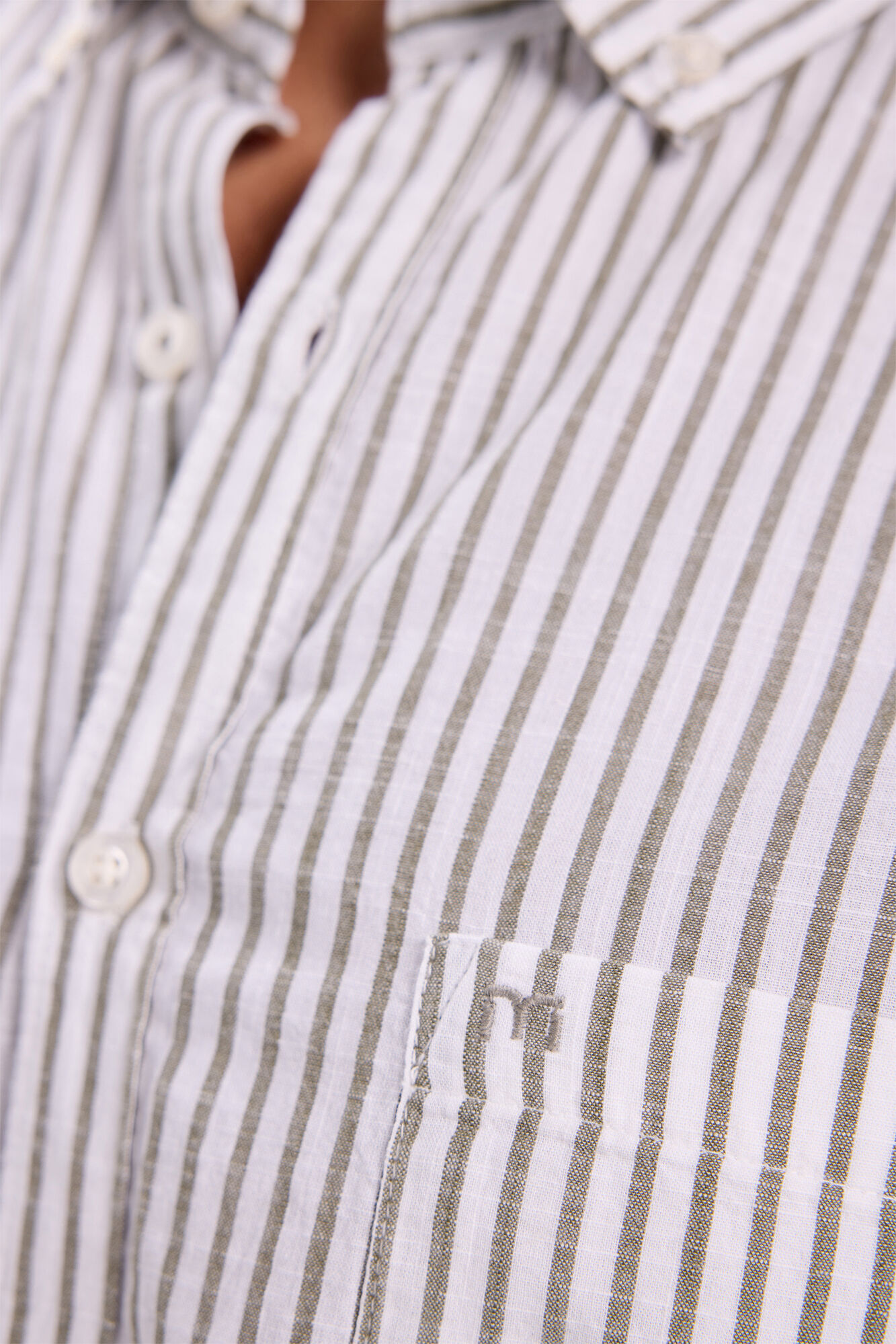 Milano Camisa de rayas rayas Kaki Oscuro