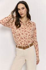 Milano Camisa estampada de tela estructurada Vino