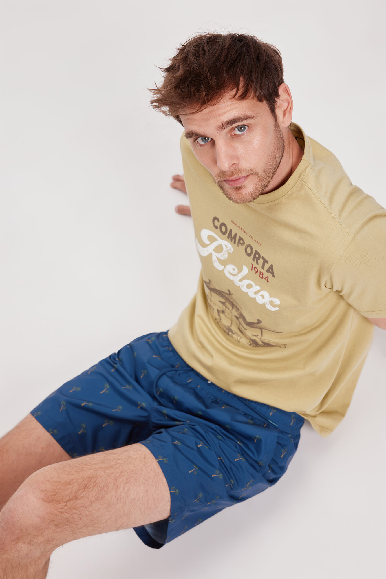 Milano Ba&ntilde;ador Estampado a Contraste Azul