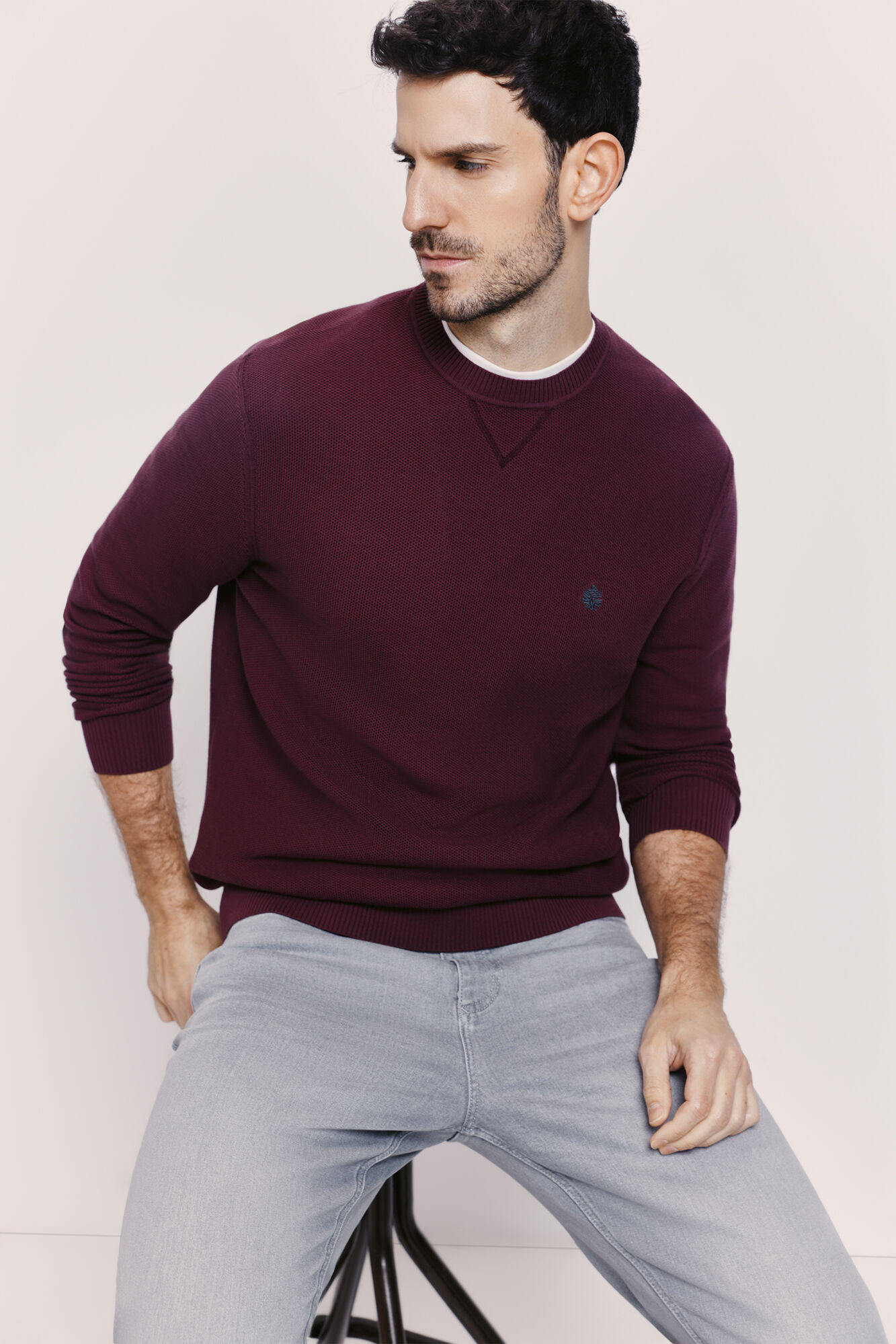 Springfield Su&eacute;ter cuello redondo ajustado Granate