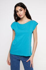 Fifty Outlet Camiseta botones hombro Azul turquesa