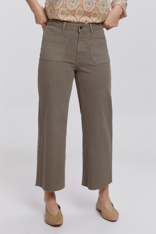 Milano Pantalón crop color Kaki Oscuro