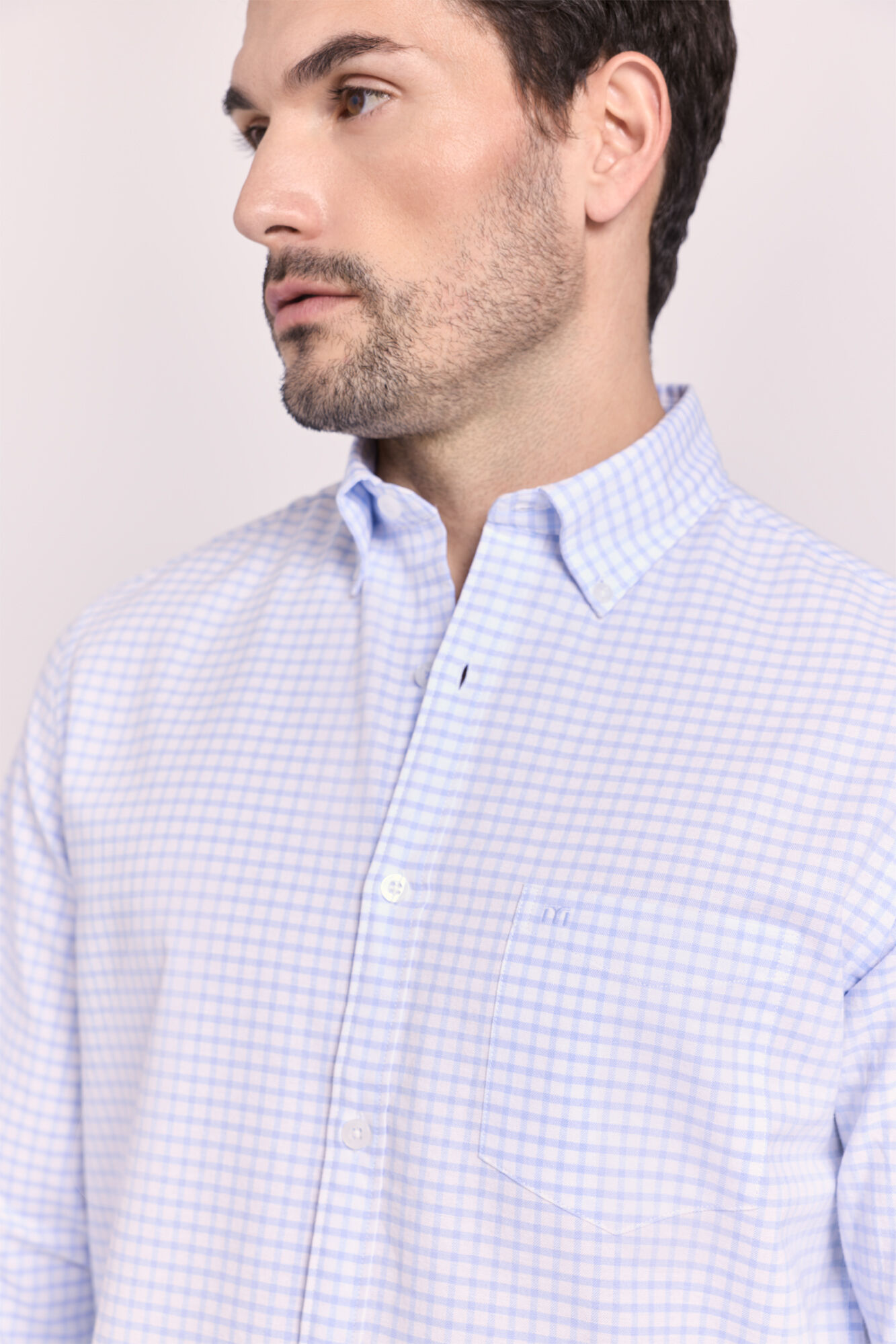 Milano Camisa manga larga a cuadros Azul Claro