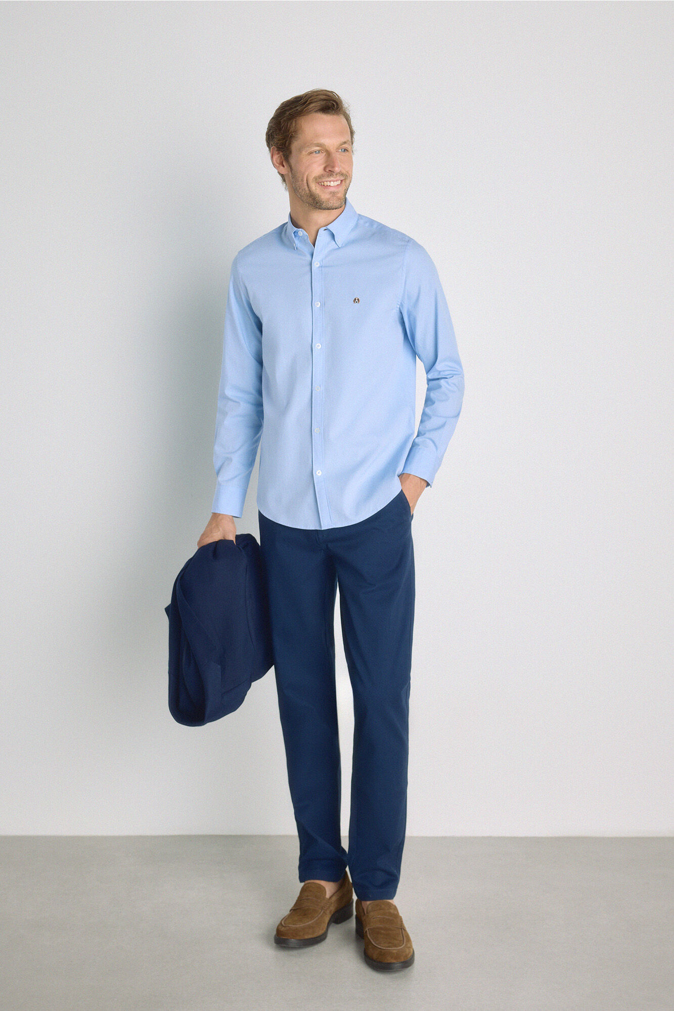 Milano Camisa lisa manga larga Azul Claro