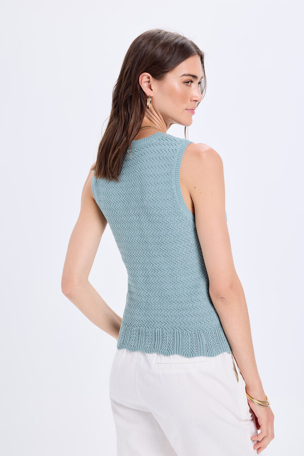 Milano Top de tejido con estructura de cuello redondo ajustado Azul