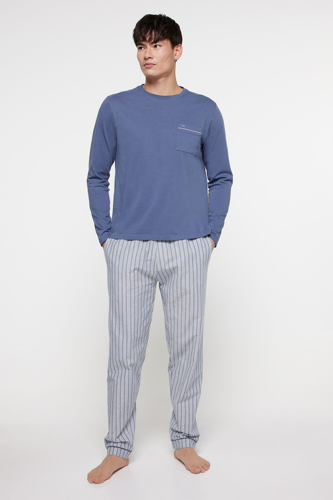 Milano Pijama Algod&oacute;n Cuadros. Azul