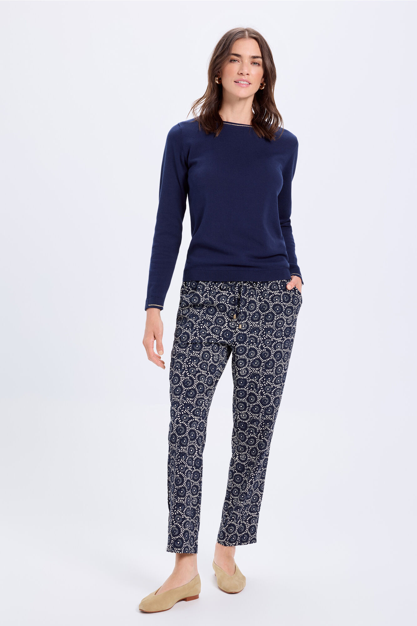 Milano Jersey de algod&oacute;n con detalle de lurex Navy