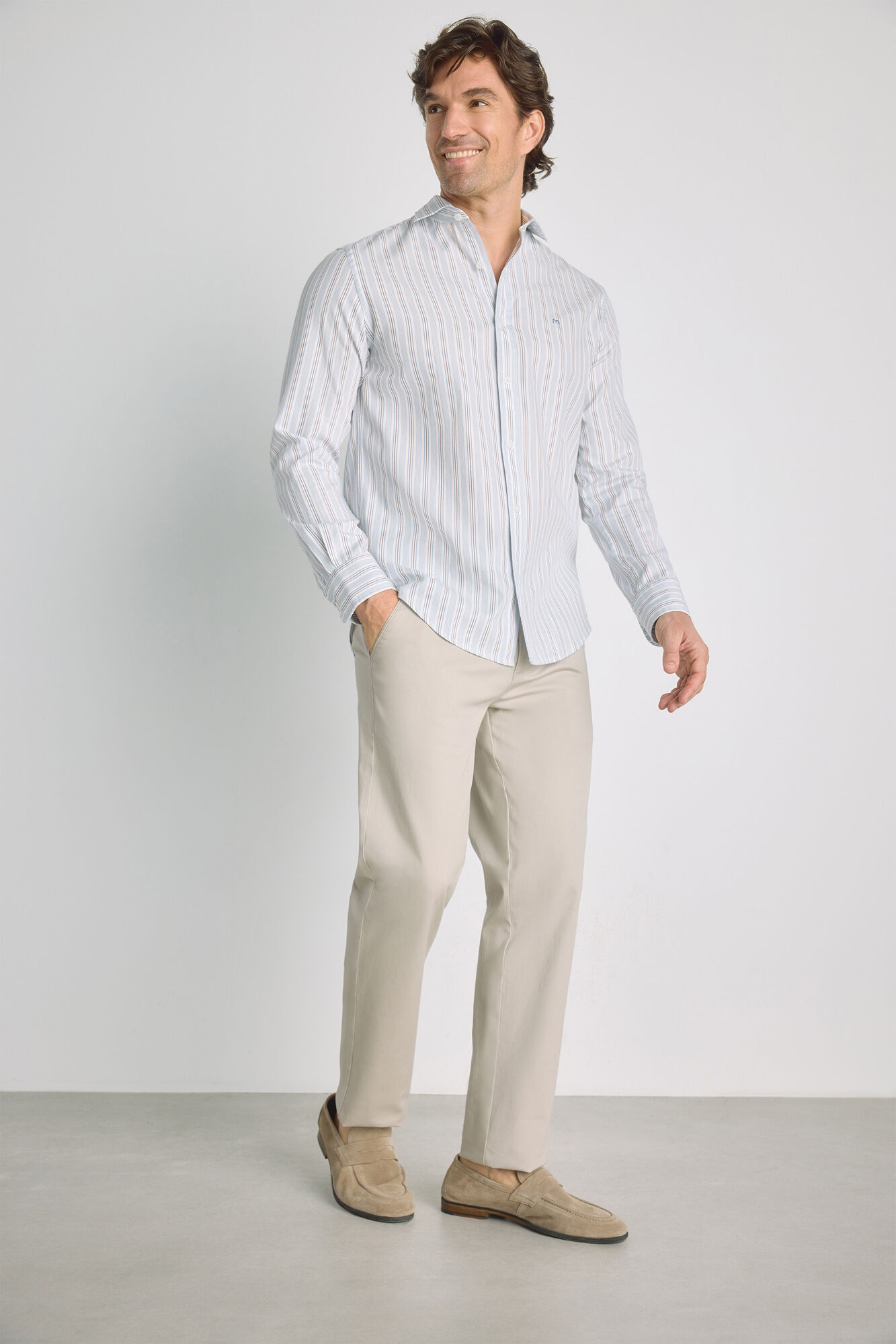 Milano Camisa de rayas manga larga Navy