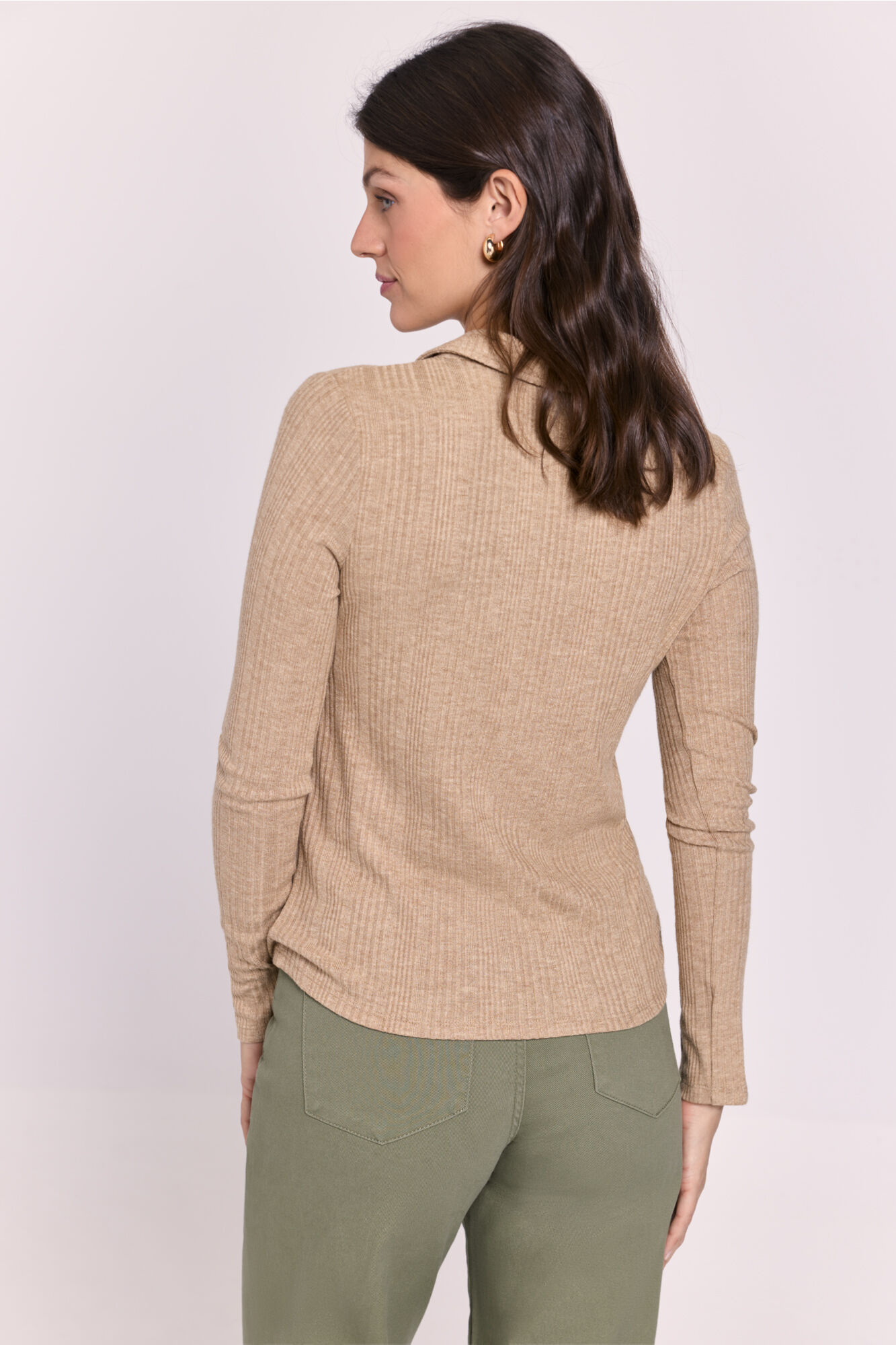 Milano Playera polo acanalada Marr&oacute;n