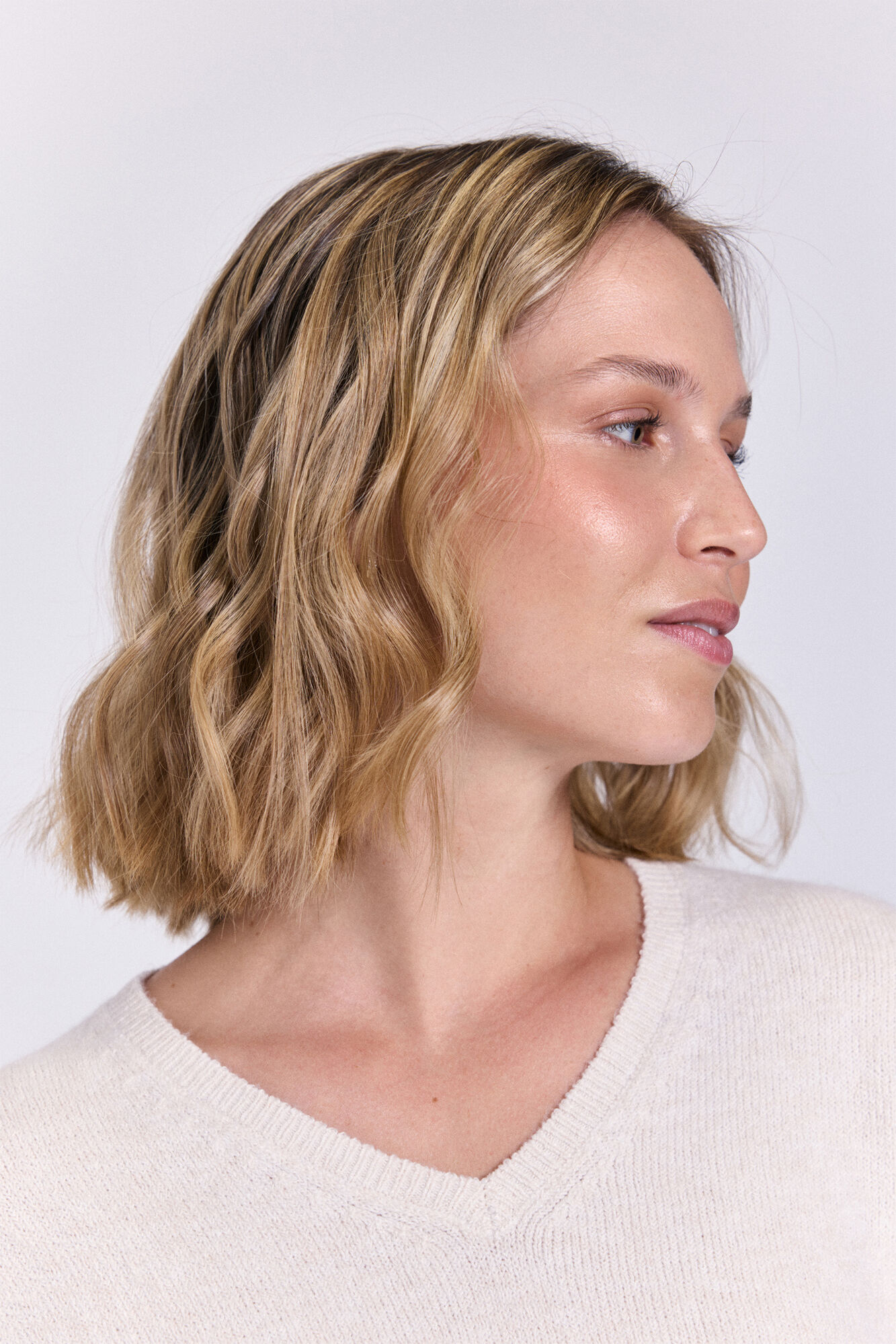 Milano Tejido jersey con cuello en pico Blanco