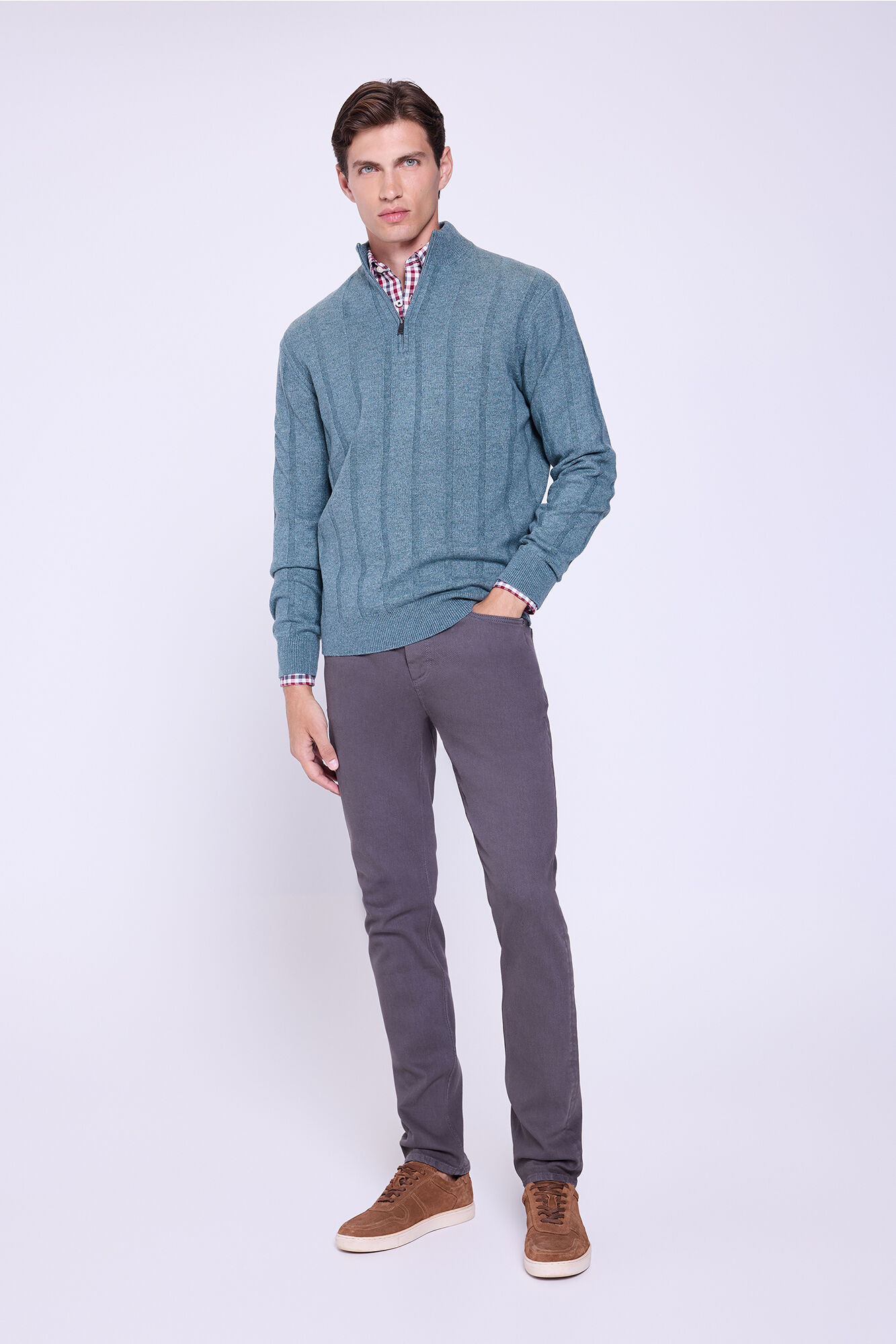 Milano Jersey con cierre de media cremallera Azul turquesa