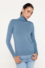 Fifty Outlet Suéter básico cuello cisne entallado Azul