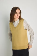 Milano Chaleco cuello pico Kaki Claro