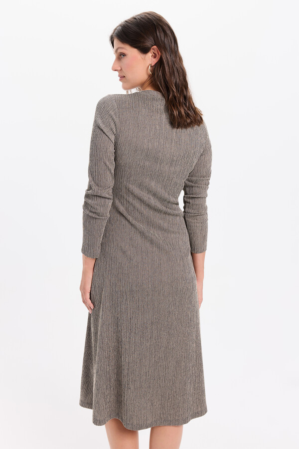 Milano Vestido midi de tejido elástico Gris Oscuro