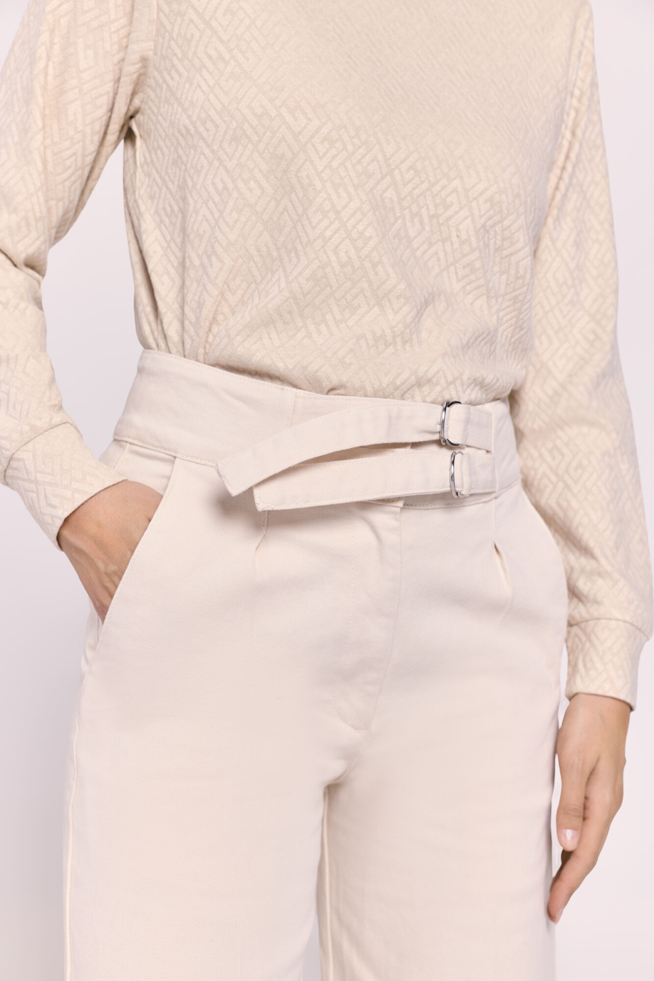 Milano Pantal&oacute;n cintur&oacute;n loops Beige