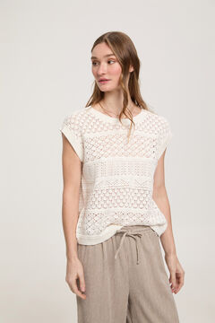 Fifty Outlet Top chaleco crochet Marfil