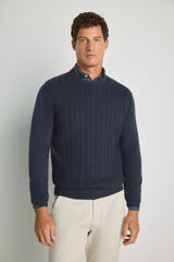 Milano Su&eacute;ter cuello redondo ajustado Navy