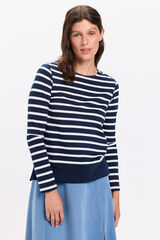 Fifty Outlet playera de manga larga de algodón grueso a rayas Azul