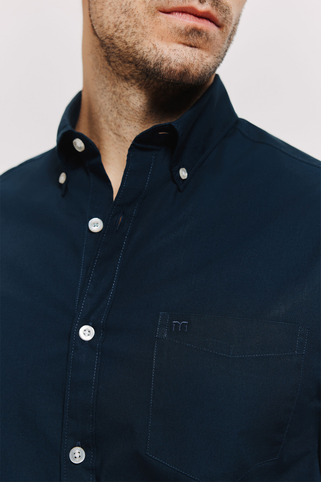 Milano Camisa lisa manga larga Navy