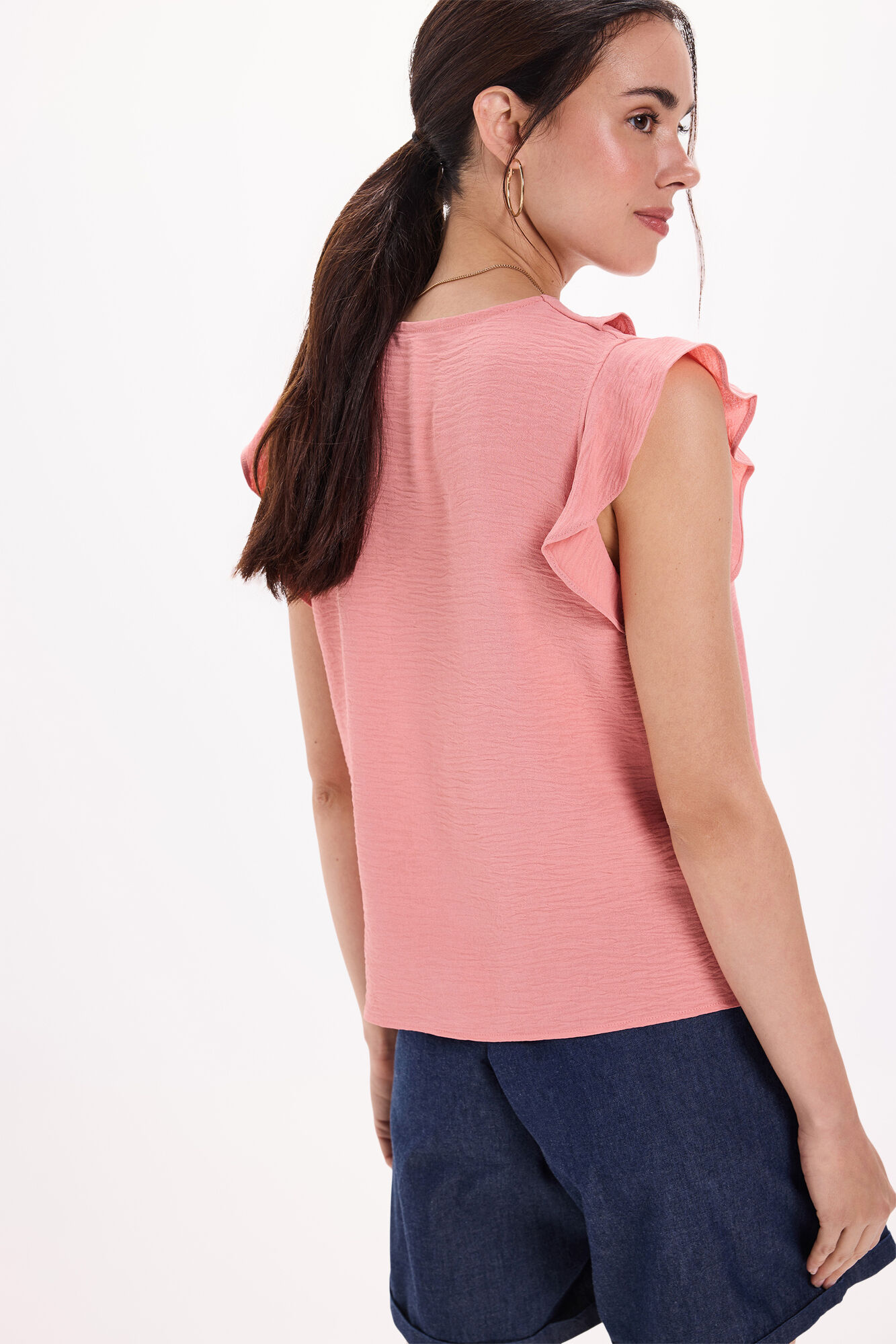 Milano Blusa fluida con volantes Rosa
