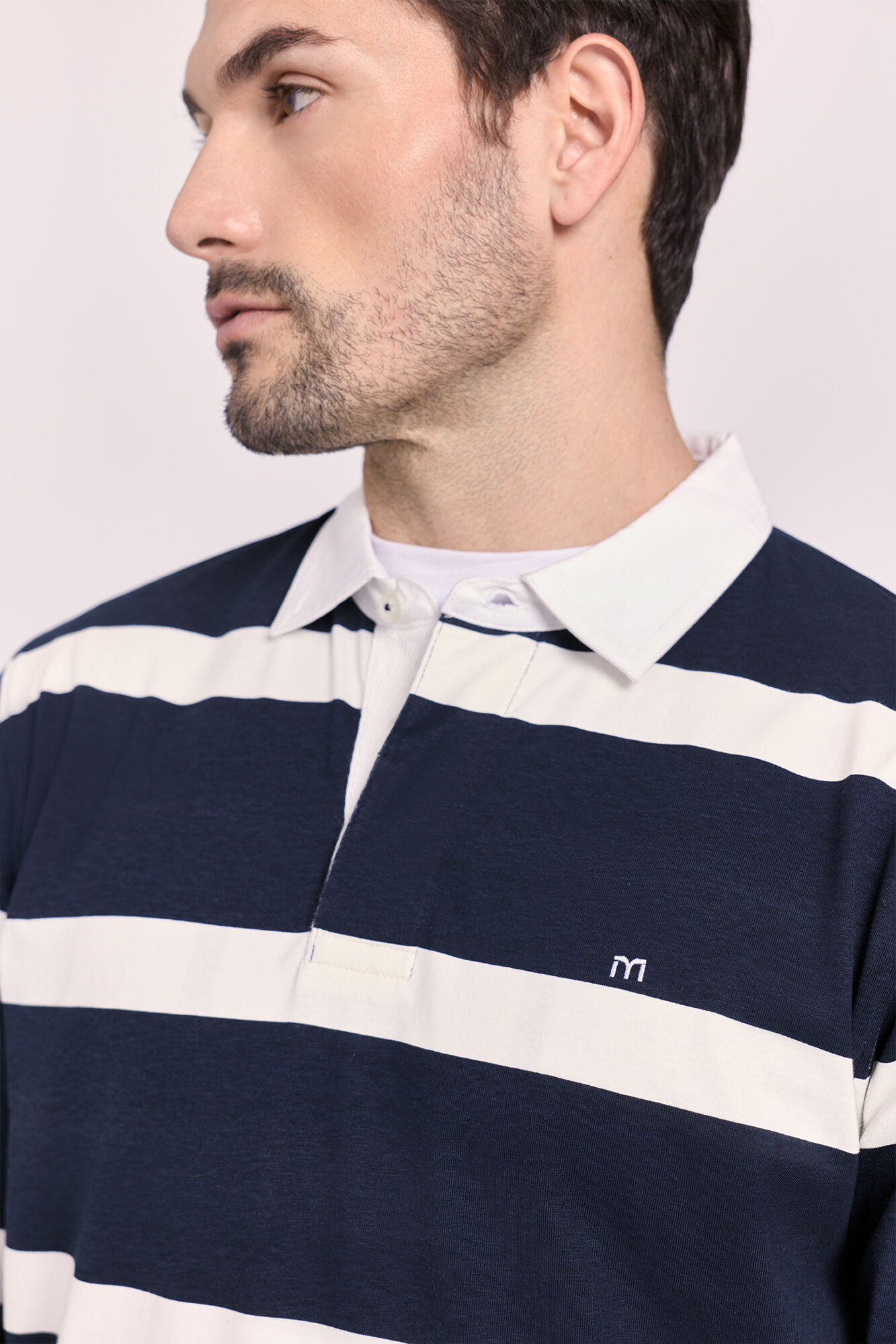 Milano Polo a rayas manga larga Navy