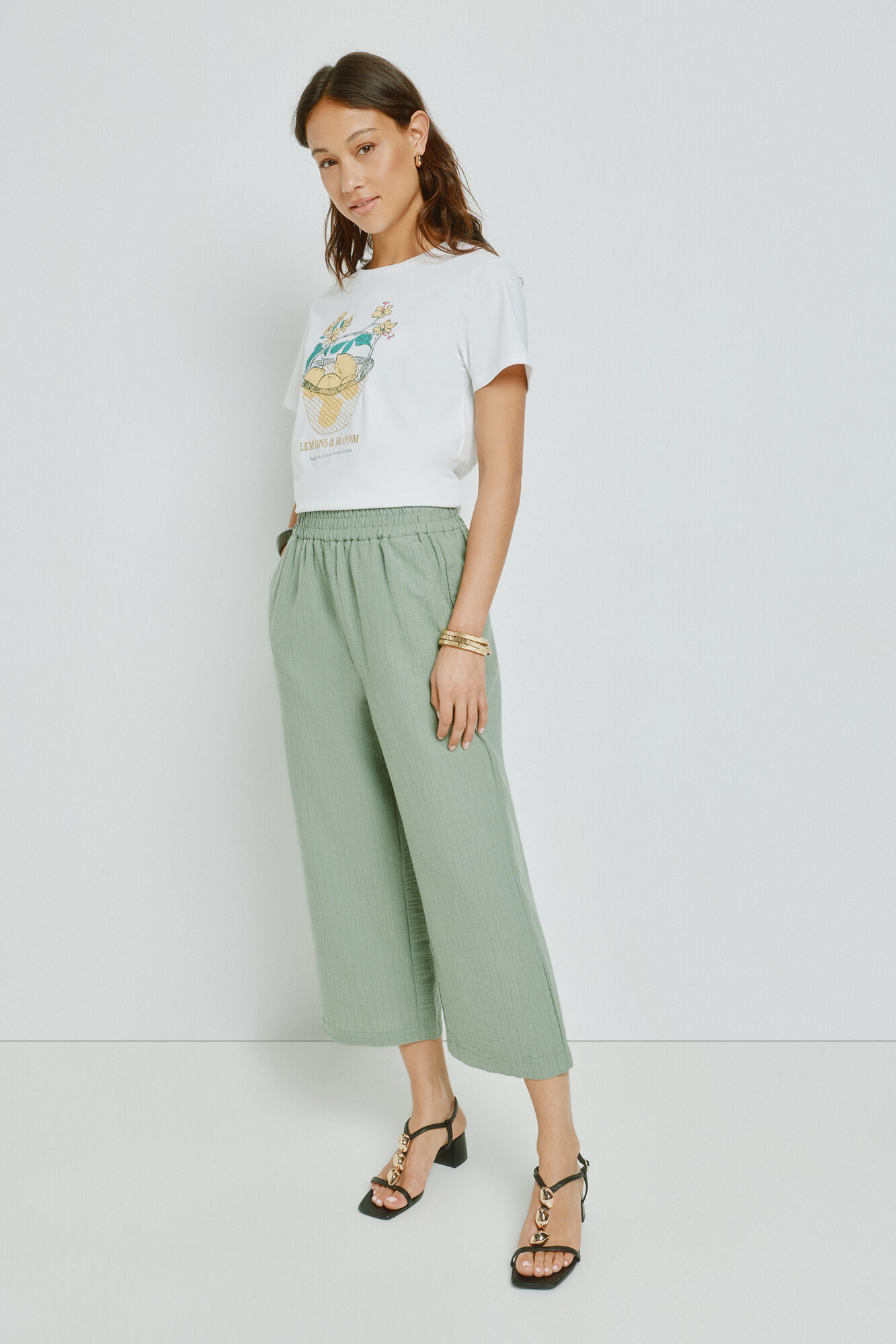 Milano Pantal&oacute;n liso con cintura el&aacute;stica