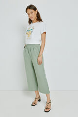 Milano Pantal&oacute;n liso con cintura el&aacute;stica Kaki Claro