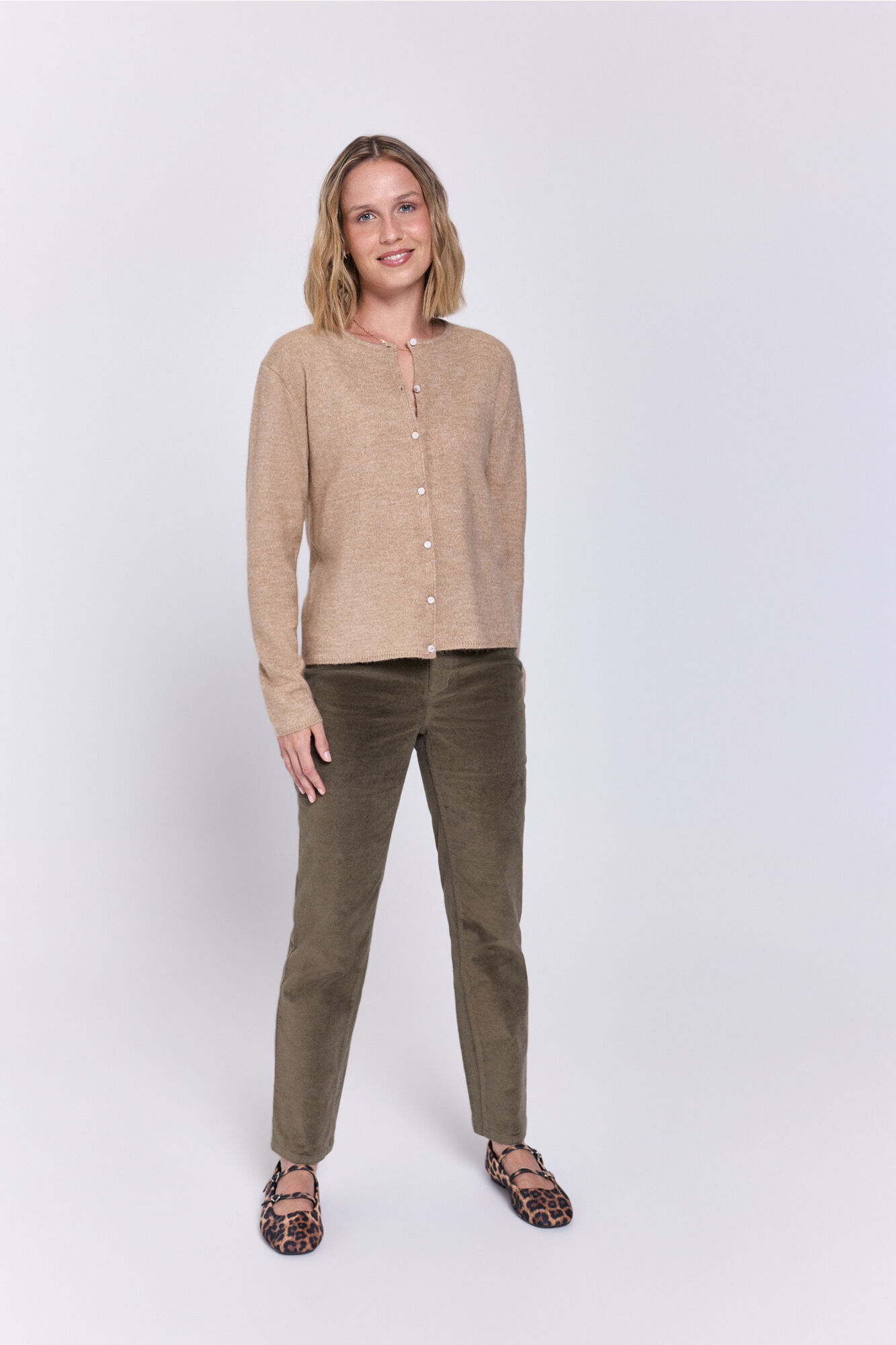 Milano C&aacute;rdigan de tejido con cierre de botones Beige/Camel