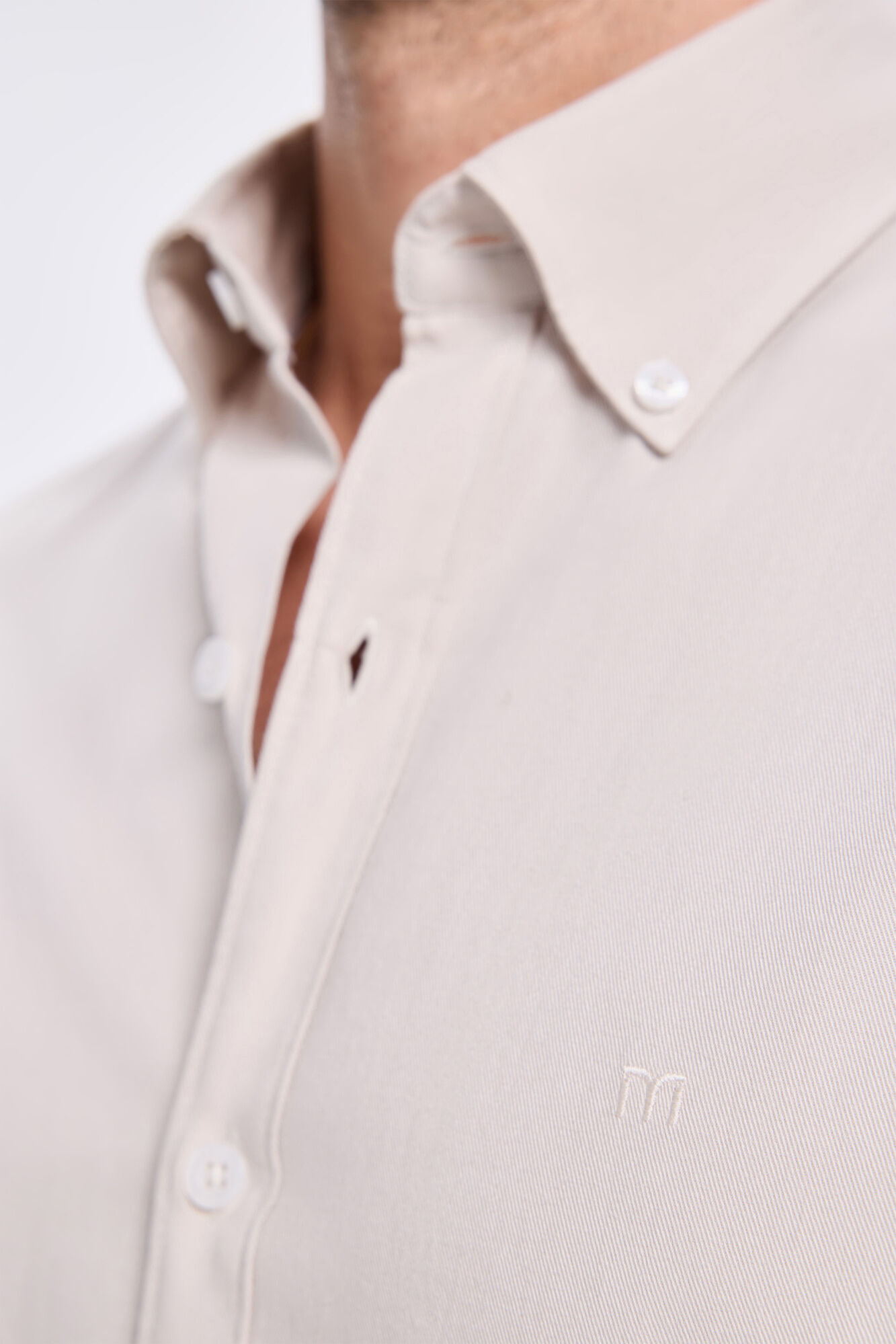 Milano Camisa de sarga liso Beige