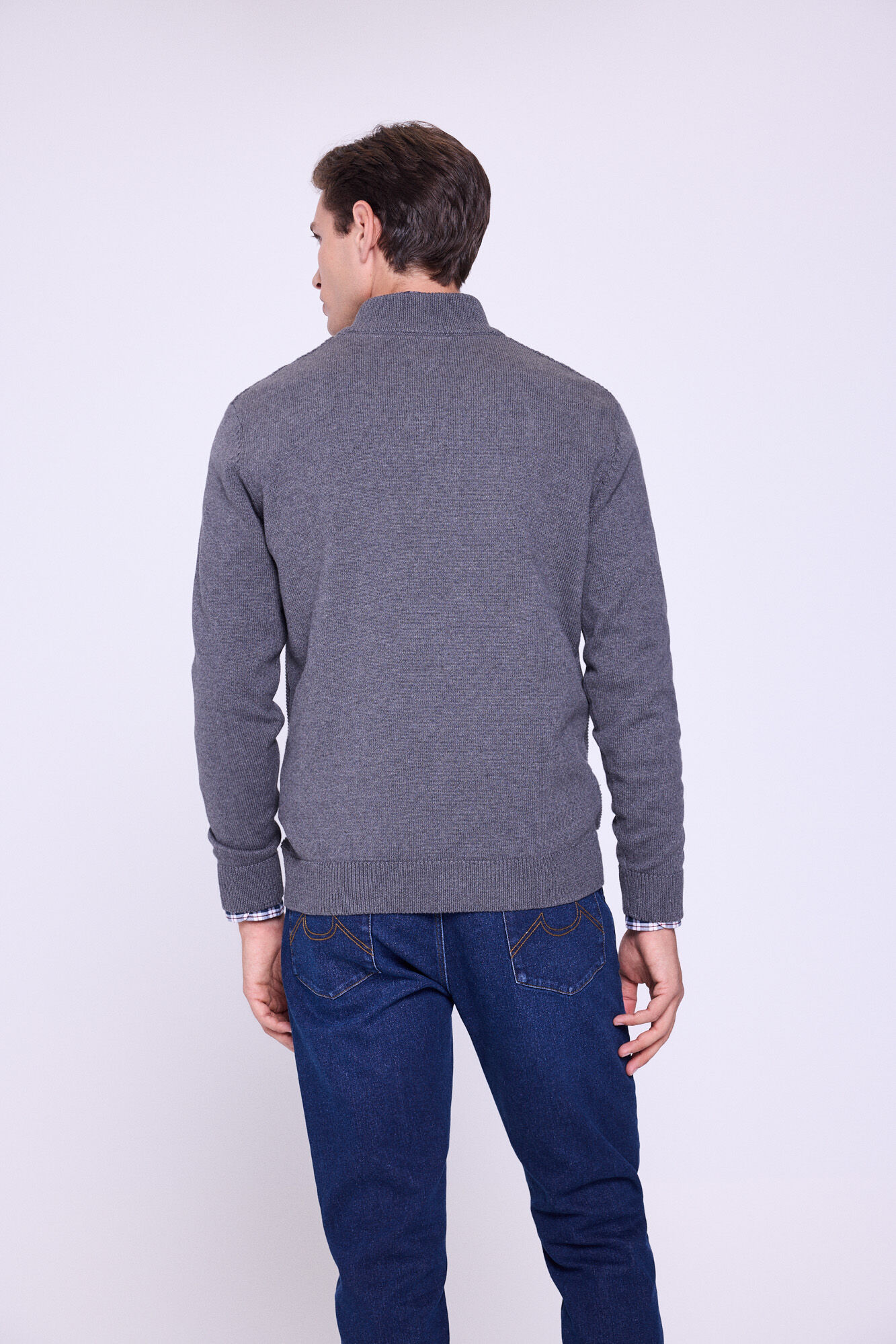 Milano C&aacute;rdigan con cierre de cremallera Gris Claro